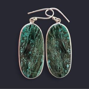 Natural Turquoise Gemstone Silver Earrings